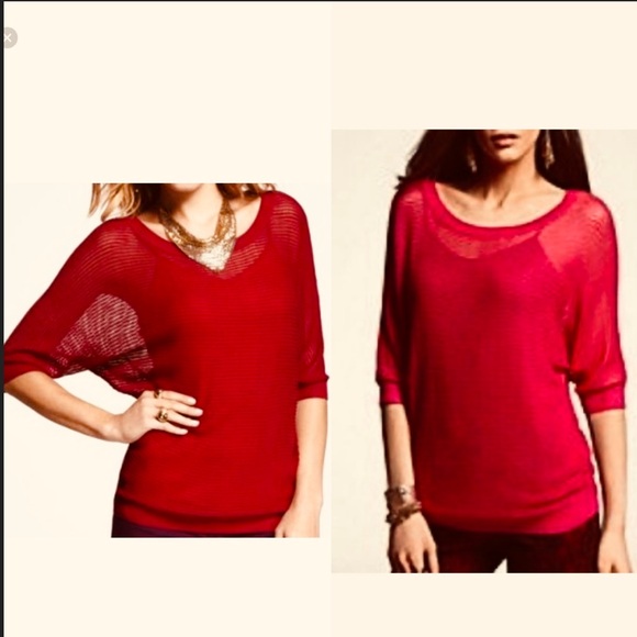 NWT Express sweater dolman open knit net express top mesh neon red top - Picture 3 of 13